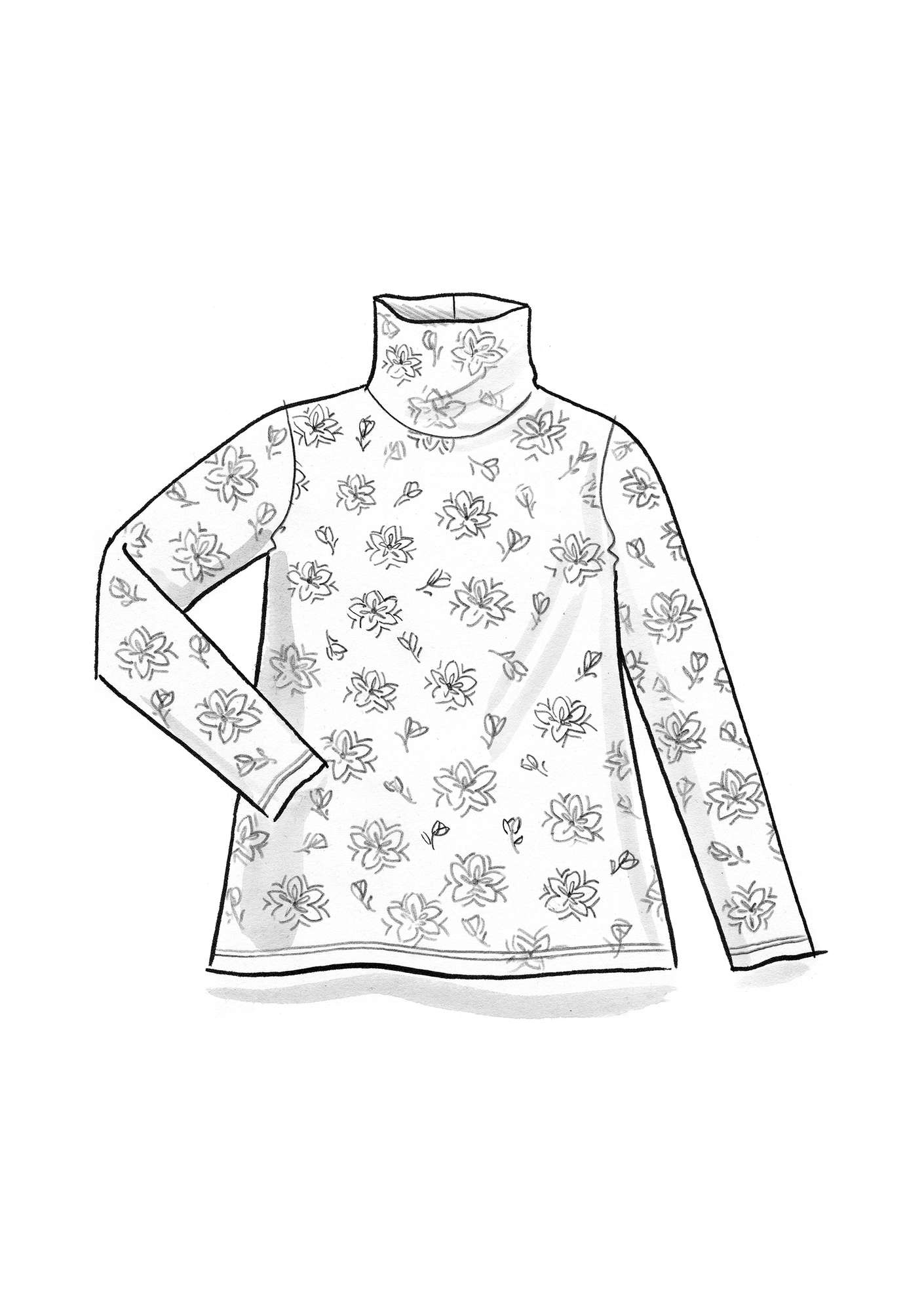 Top col roulé  Akita  en jersey de lyocell/élasthanne henné/motif