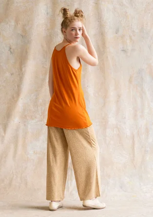 “Ada” jersey pants in lyocell/spandex - oatmeal/patterned
