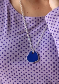 Charm "Blue heart" en pierre fine/argent - bleu klein
