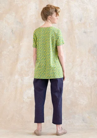 “Billie” organic cotton/modal short-sleeve top - aqua green/patterned