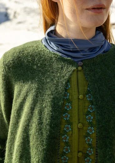 Cardigan "Forgetmenot" i alpakamiks - skovgrøn/meleret
