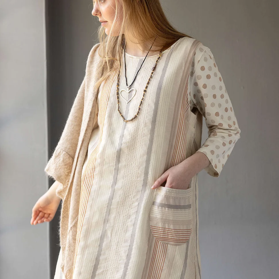 “Ketchi” woven wool/cotton sleeveless dress - oyster