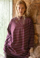 Gestreifte Jerseytunika aus Bio-Baumwolle - aubergine-meeresblau