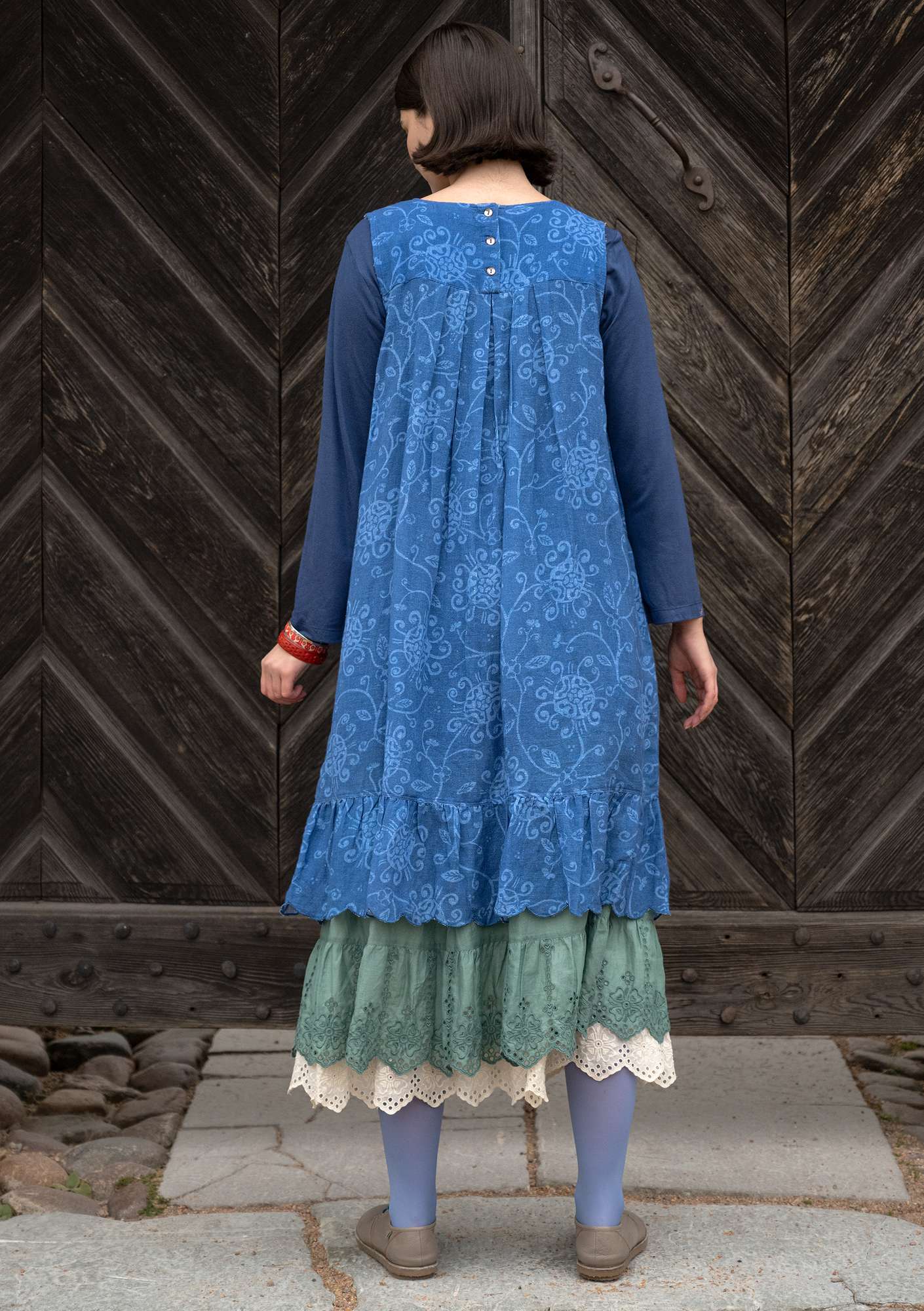 Vevd kjole «Elisabeth» i økologisk bomull / lin lupin thumbnail