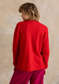 Knitted blazer crafted from felted organic wool - amaryllis