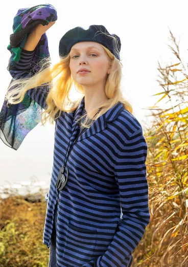 Gestreifter oder einfarbiger Strickblazer aus Lammwollmischung - dunkelindigo-kobaltblau