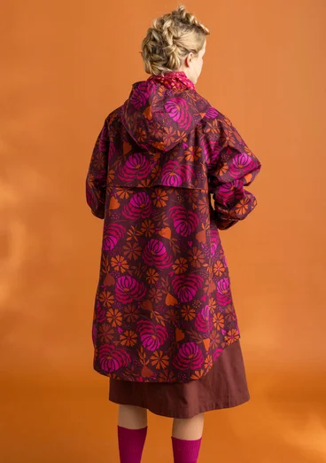 Veste de pluie ”Hedda” en coton biologique tissé - aubergine/motif