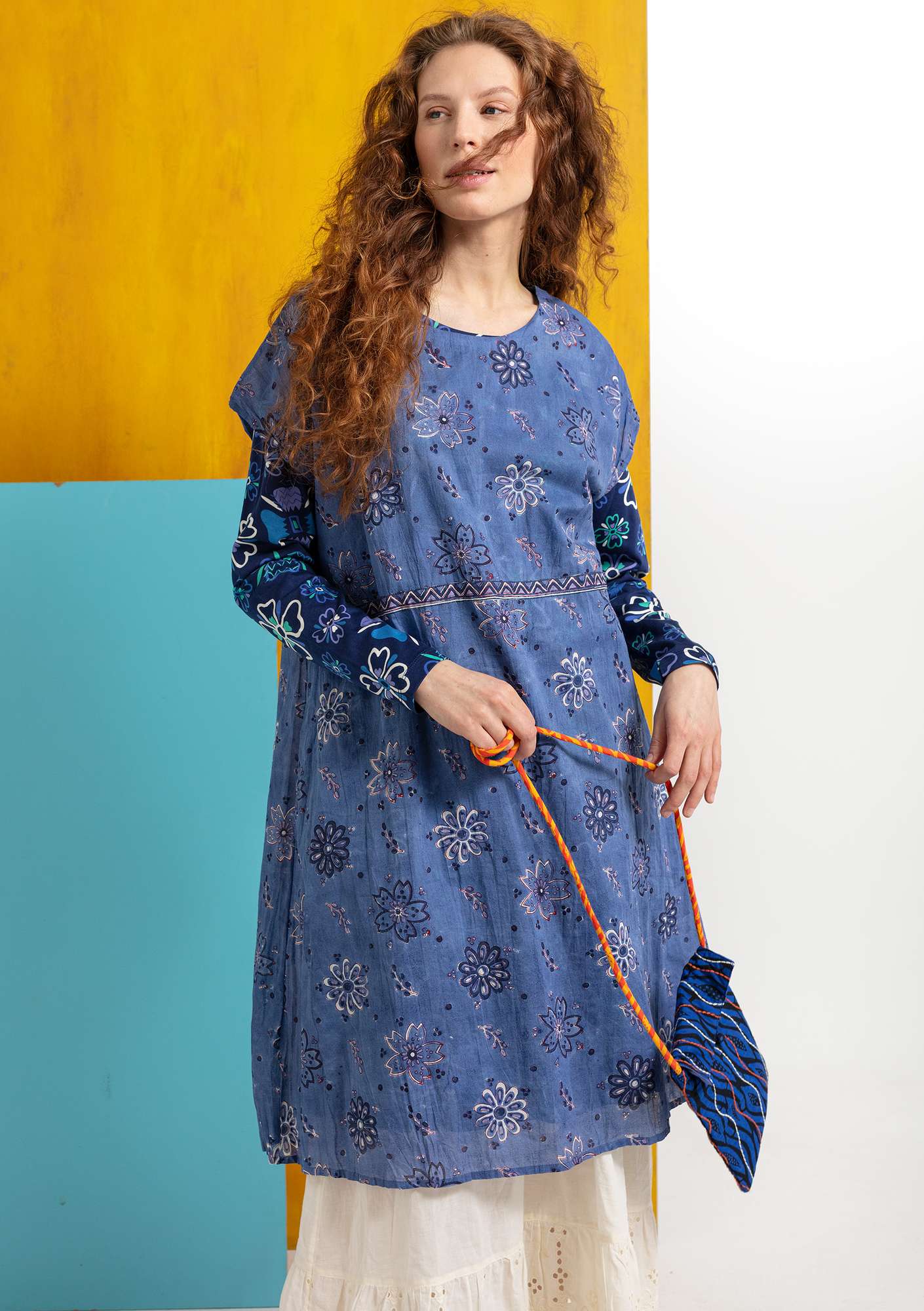 “Mallika” organic cotton dress sky blue thumbnail