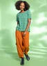 Woven pants in organic cotton dobby1 (henna M)