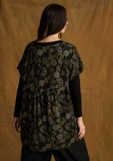 “Amaya” patterned lyocell/elastane tunic - dark ash grey