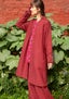 “Woodland” organic cotton/linen coat agate red thumbnail