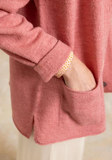 Knitted blazer crafted from felted organic wool - pink salmon/melange