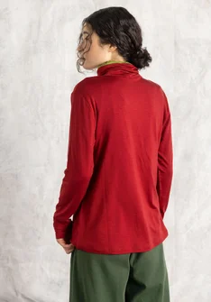 Lyocell/elastane jersey polo-neck top - lingonberry