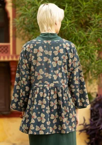 Omslagsbluse «Bloom» i økologisk bomull - mørk indigo