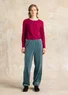 Ensfarget velurbukse i økologisk bomull / resirkulert polyester (tea tree L)