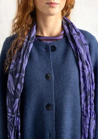 Langstrickjacke aus gefilzter Bio-Wolle - dunkelindigot-melange