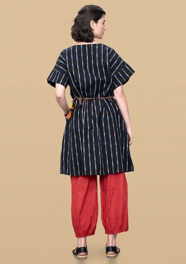 Vævet kjole "Ikat" i bomuld - sort