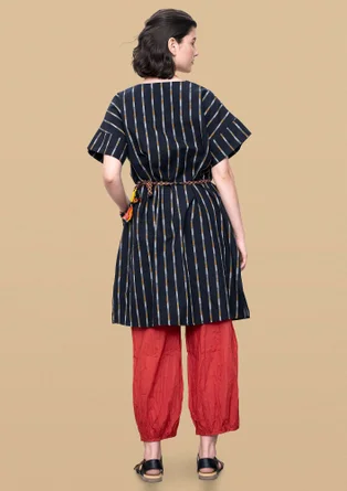 Robe "Ikat" en coton tissé - noir