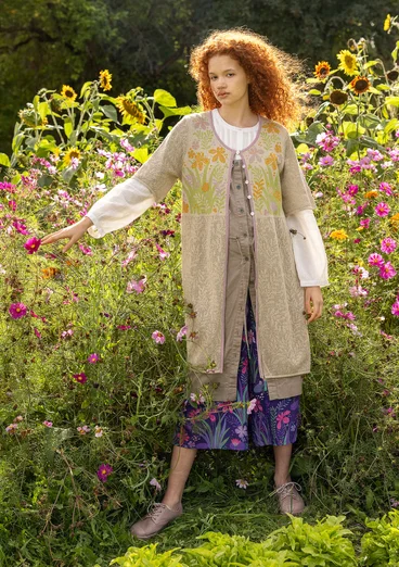 “Iris” pointelle cardigan in linen/recycled cotton - natural/undyed