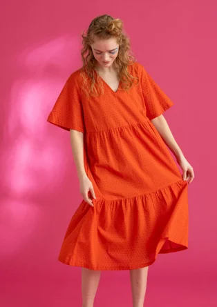 Woven organic cotton dress - lava red