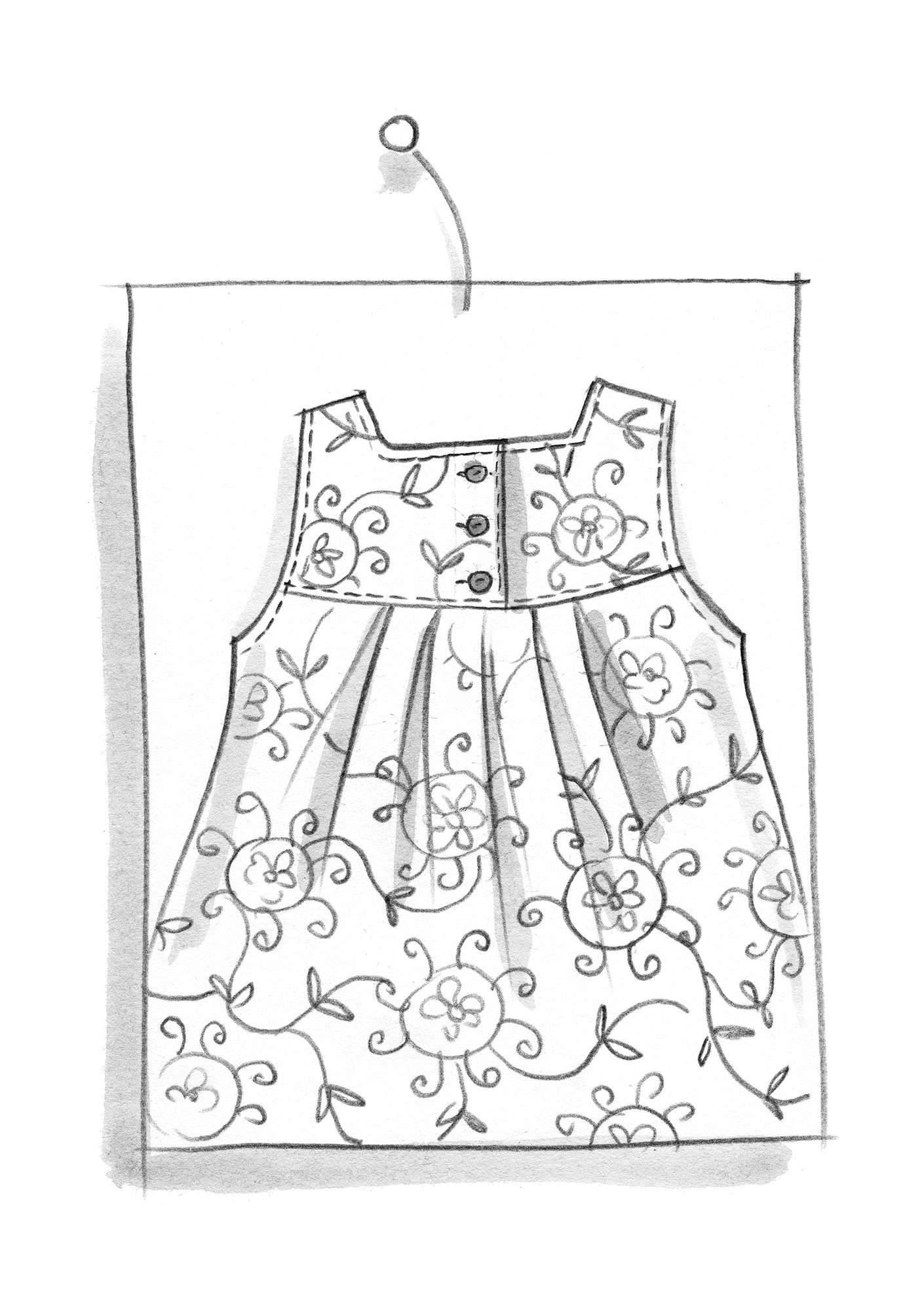 Geweven jurk  Elisabeth  van biologisch katoen/linnen ongebleekt