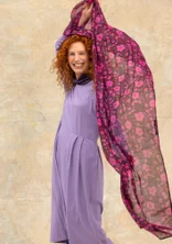 “Leah” cotton/silk scarf with a floral design - storm purple