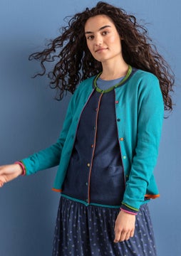 Cardigan in cotton turquoise