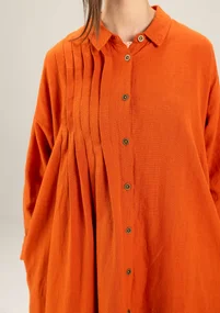 “Hinata” woven organic cotton/linen dress - grapefruit