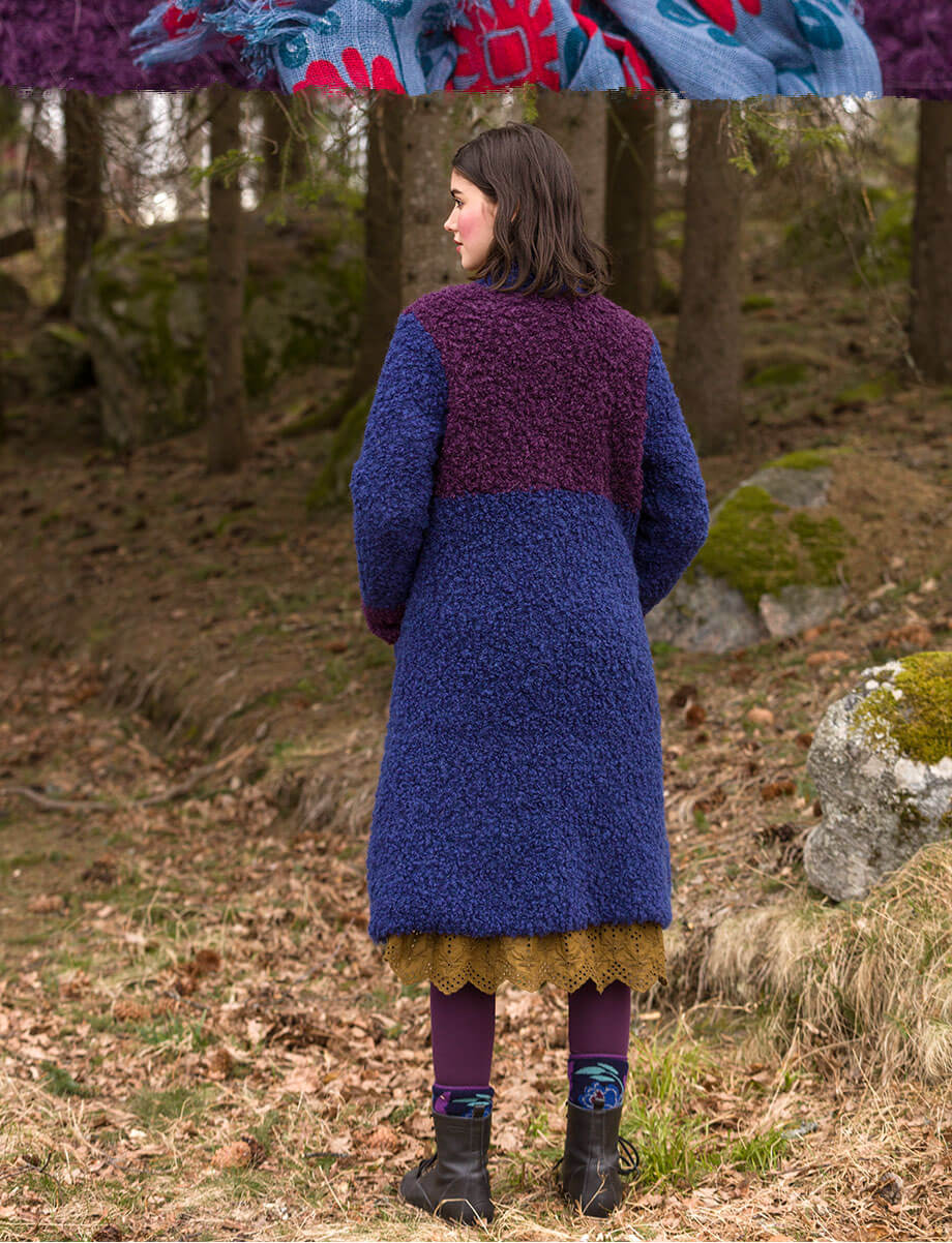 Knitted bouclé coat in a wool blend