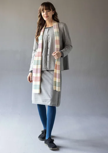 “Sylvi” striped and solid-colour organic cotton/wool cardigan - grey/melange