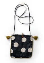 “Web” purse in cotton/linen - black