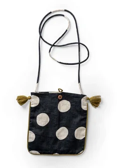 “Web” bag made of cotton/linen - svart