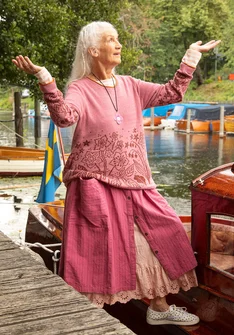 Jupe "Alba" en tissu de coton biologique/chanvre - hellébore