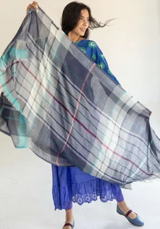 “Evania” woven wool scarf - graphite