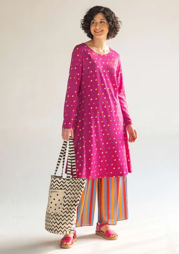 Gepunktetes Jerseykleid „1964“ aus Baumwolle/Modal - cochenille
