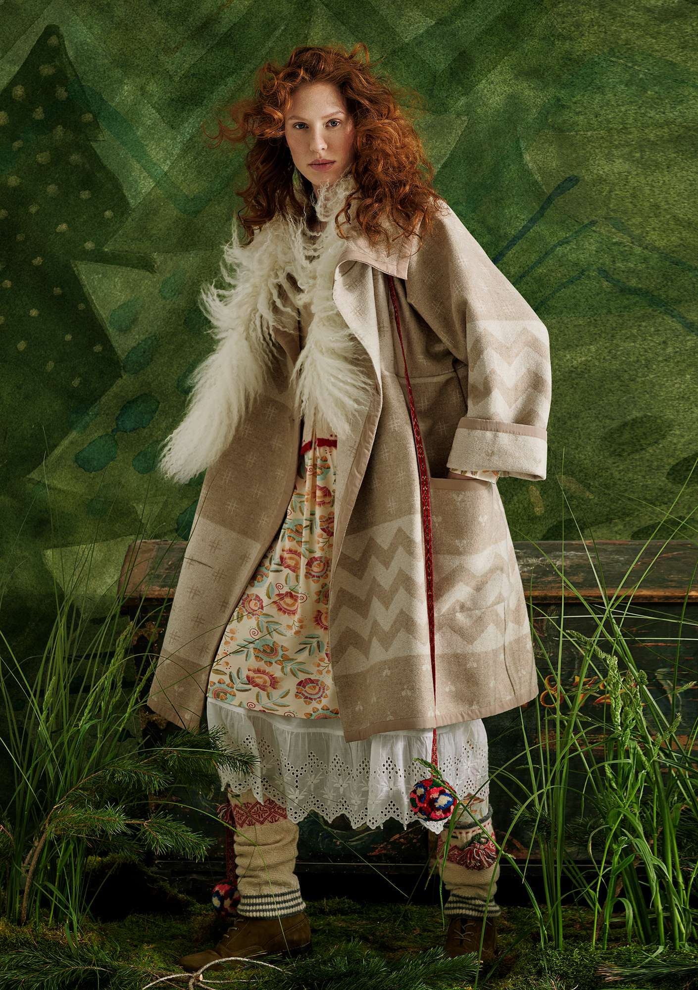 Mantel „Siljan“ aus Wolle/Baumwolle/Viskose natur