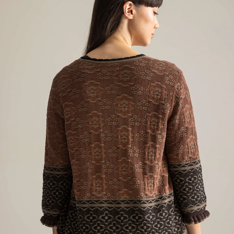 “Naima” organic/recycled cotton cardigan - chestnut