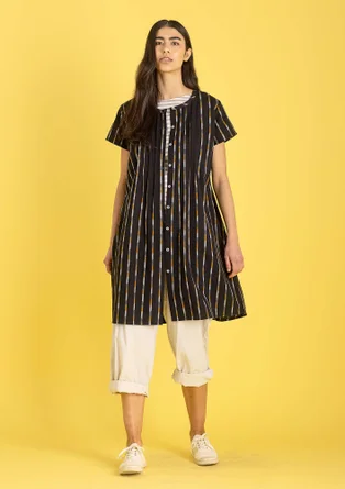 Robe "Ikat" en coton tissé - noir