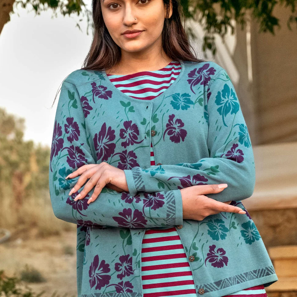 “Flow” organic/recycled cotton cardigan - verona green