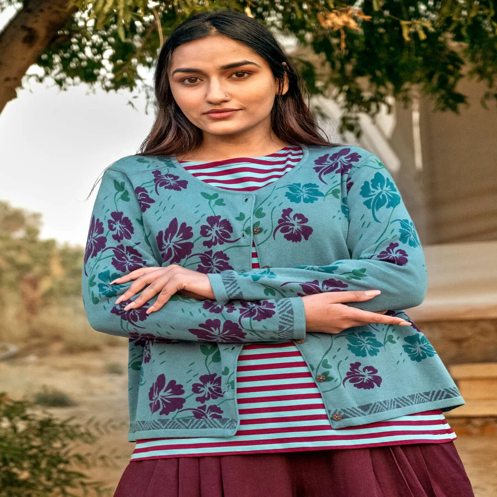 “Flow” organic/recycled cotton cardigan - verona green