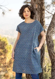 Robe tissée ”Thistle” en coton biologique - indigo