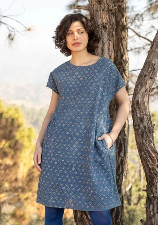 Webkleid „Thistle“ aus Bio-Baumwolle - indigo