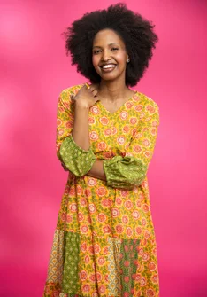 “Sona” woven organic cotton dress - mango