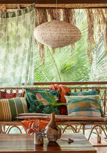 “Peru” organic cotton lampshade - almond milk