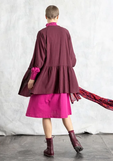 “Rut” woven viscose/linen smock blouse - aubergine