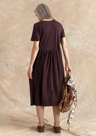 Tricot jurk "Himla" van biologisch katoen - donkeraubergine