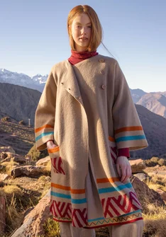 Manteau "Horizon" en maille de laine biologique feutrée - avoine