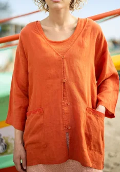 Woven linen jacket - grapefruit