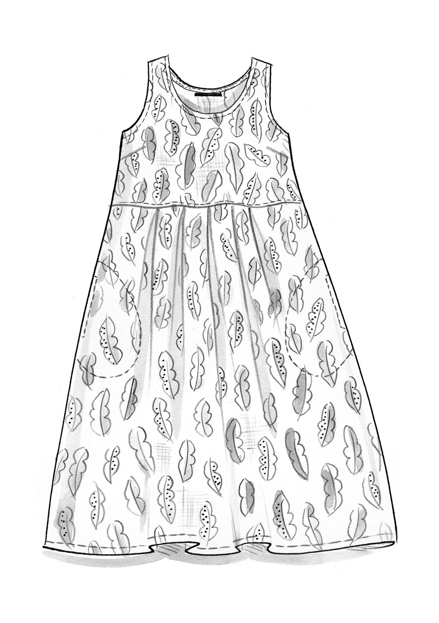 Vevd kjole «Agave» i økologisk bomull vanilje