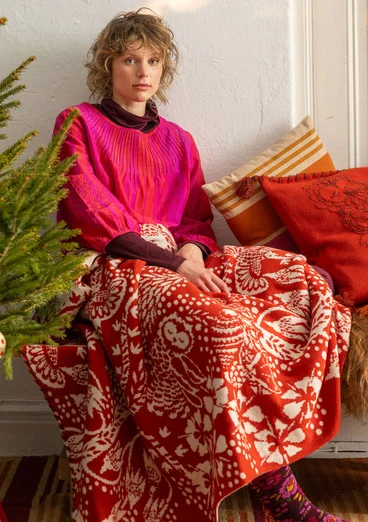 “Taiga” knit throw in lambswool - copper